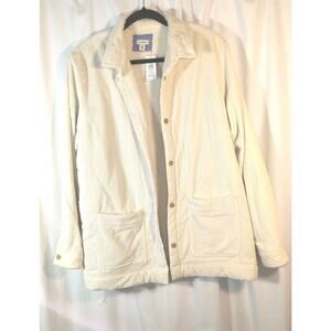 LL Bean Jacket Womens XL Cream Corduroy Sherpa Lined Shacket COTTON 515062 NWT